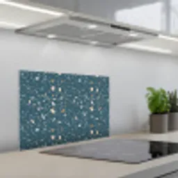 Terrazzo -  Patroon - Kleurrijk - Diep blauw keuken achterwand spatscherm klein 900 -3d_schuin