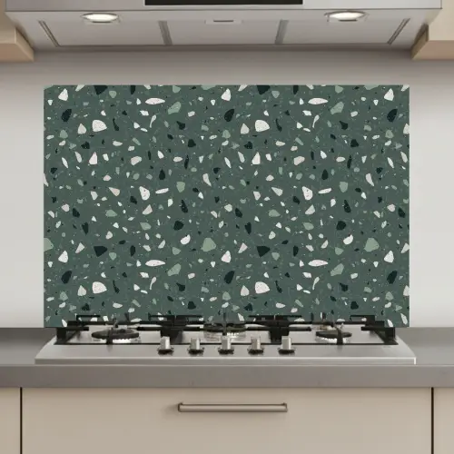 Terrazzo -  Patroon - Kleurrijk - Groen keuken achterwand spatscherm klein 900 -3d_website