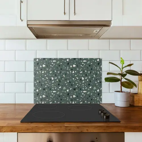 Terrazzo -  Patroon - Kleurrijk - Groen keuken achterwand spatscherm klein 900 -sfeer2