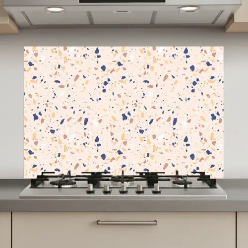 Terrazzo -  Patroon - Kleurrijk - Indigo keuken achterwand spatscherm klein 900 -3d_website