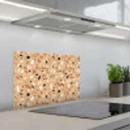 Terrazzo - Patroon - Kleurrijk - Oranje keuken achterwand spatscherm klein 900 -3d_schuin