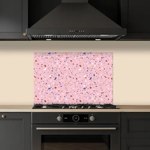 Terrazzo - Patroon - Kleurrijk - Roze keuken achterwand spatscherm klein 900 -sfeer1