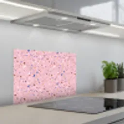 Terrazzo -  Patroon - Kleurrijk - Roze keuken achterwand spatscherm klein 900 -3d_schuin