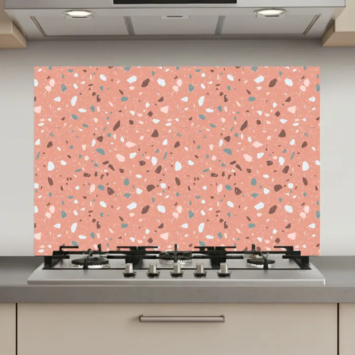 Terrazzo - Patroon - Kleurrijk - Roze - Blauw keuken achterwand spatscherm klein 900 -3d_website