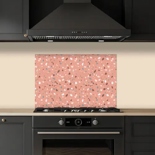 Terrazzo - Patroon - Kleurrijk - Roze - Blauw keuken achterwand spatscherm klein 900 -sfeer1