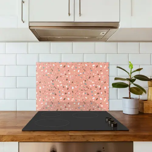 Terrazzo - Patroon - Kleurrijk - Roze - Blauw keuken achterwand spatscherm klein 900 -sfeer2
