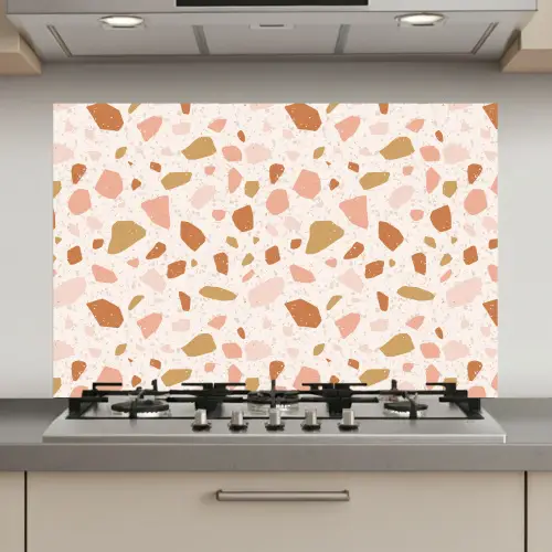 Terrazzo - Patroon - Kleurrijk - Zalm keuken achterwand spatscherm klein 900 -3d_website