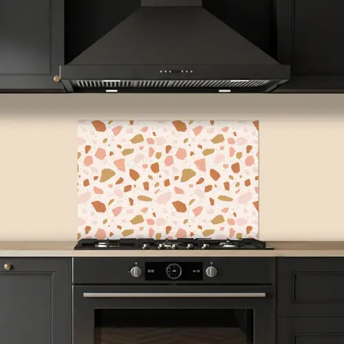 Terrazzo - Patroon - Kleurrijk - Zalm keuken achterwand spatscherm klein 900 -sfeer1