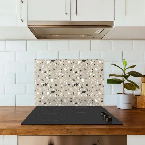 Terrazzo - Patroon - Groen keuken achterwand spatscherm klein 900 -sfeer2