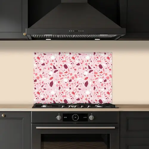 Terrazzo - Patroon - Roze keuken achterwand spatscherm klein 900 -sfeer1