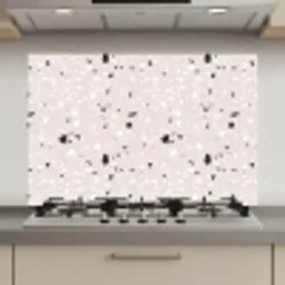 Terrazzo -  Patroon - Zacht - Zwart - Wit keuken achterwand spatscherm klein 900 -3d_website