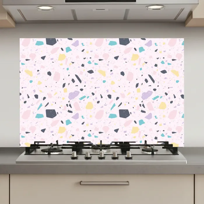 Terrazzo - Patroon - Zacht - Snoep keuken achterwand spatscherm klein 900 -3d_website
