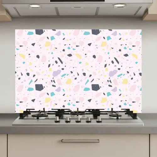 Terrazzo - Patroon - Zacht - Snoep keuken achterwand spatscherm klein 900 -3d_website