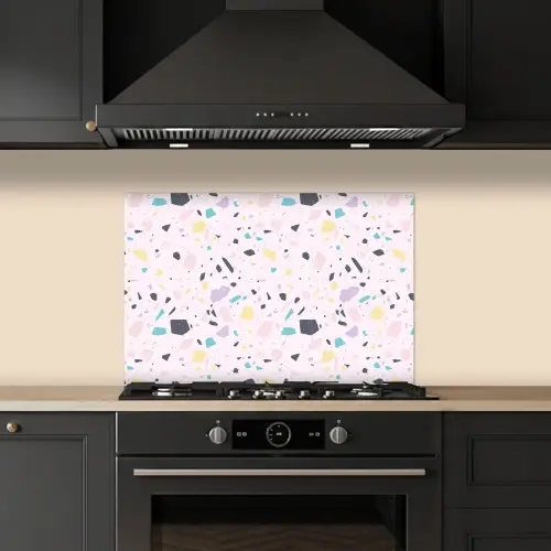 Terrazzo - Patroon - Zacht - Snoep keuken achterwand spatscherm klein 900 -sfeer1