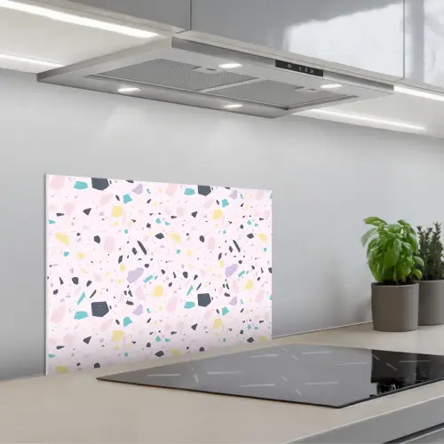 Terrazzo - Patroon - Zacht - Snoep keuken achterwand spatscherm klein 900 -3d_schuin