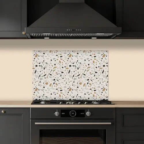 Terrazzo - Patroon - Staal keuken achterwand spatscherm klein 900 -sfeer1