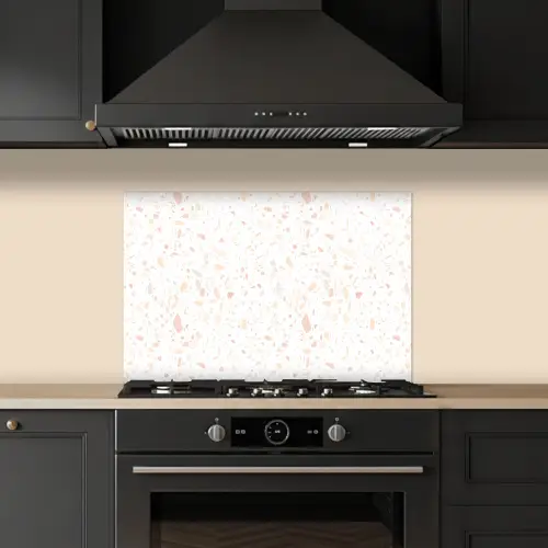 Terrazzo - Patroon - Wit - Perzik keuken achterwand spatscherm klein 900 -sfeer1