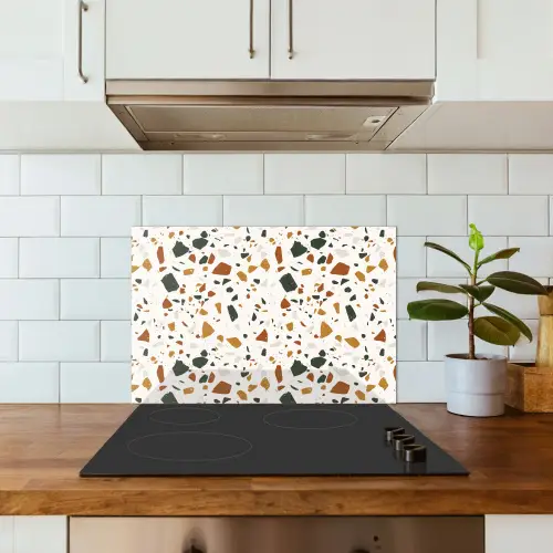 Terrazzo - Patroon - Wit - Terra keuken achterwand spatscherm klein 900 -sfeer2