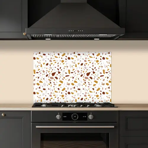 Terrazzo - Patroon - Wit - Urban keuken achterwand spatscherm klein 900 -sfeer1