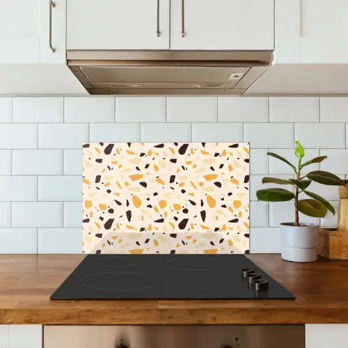 Terrazzo -  Patroon - Geel - keuken achterwand spatscherm klein 900 -sfeer2