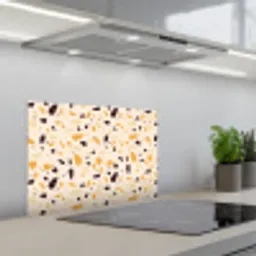 Terrazzo -  Patroon - Geel - keuken achterwand spatscherm klein 900 -3d_schuin