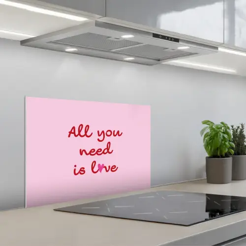 Tekst - Roze - Love - Hart keuken achterwand spatscherm klein -3d_schuin