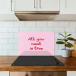 Tekst - Roze - Love - Hart keuken achterwand spatscherm klein -sfeer2