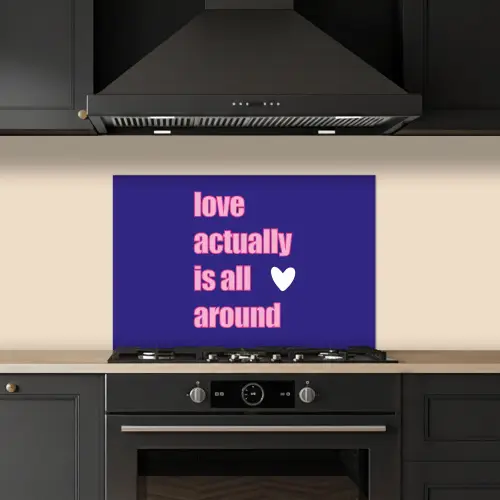 Tekst - Valentijn - Love - Blauw keuken achterwand spatscherm klein -sfeer1