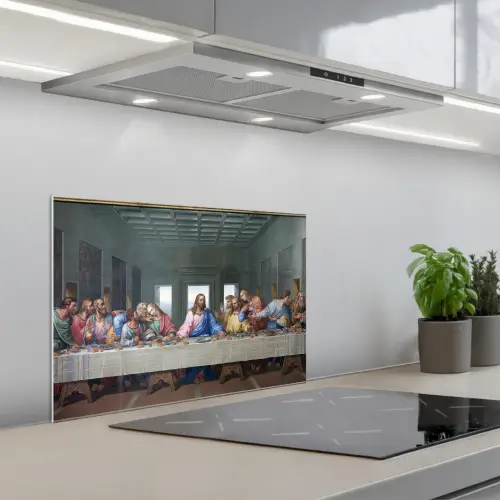 Het laatste avondmaal - Leonardo da Vinci keuken achterwand spatscherm klein -3d_schuin