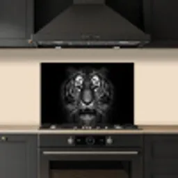 Tijger - Dieren - Zwart - Wit - Portret - Wild keuken achterwand spatscherm klein -sfeer1