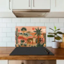 Tijger - Palmen - Cactus - Oranje keuken achterwand spatscherm klein -sfeer2