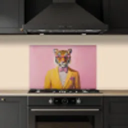 Tijger - Bril - Geel - Jasje keuken achterwand spatscherm klein -sfeer1
