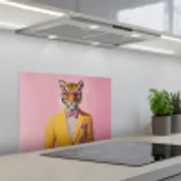Tijger - Bril - Geel - Jasje keuken achterwand spatscherm klein -3d_schuin