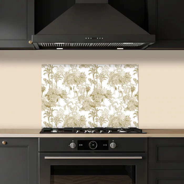 Tijger - Jungle - Vogel - Beige keuken achterwand spatscherm klein 900 -sfeer1