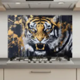 Tijger - Verfspatten - Goud keuken achterwand spatscherm klein -3d_website