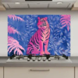 Tijger - Roze - Bladeren - Jungle keuken achterwand spatscherm klein -3d_website