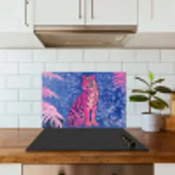 Tijger - Roze - Bladeren - Jungle keuken achterwand spatscherm klein -sfeer2