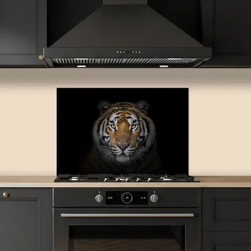 Tijger - Wilde dieren - Portret - Zwart - Dieren keuken achterwand spatscherm klein -sfeer1