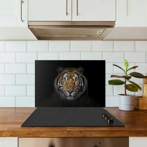Tijger - Wilde dieren - Portret - Zwart - Dieren keuken achterwand spatscherm klein -sfeer2