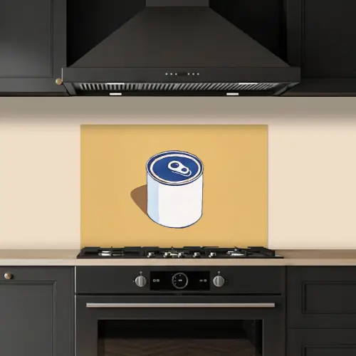 Blikje - Minimalistisch - Blauw - Illustratie keuken achterwand spatscherm klein -sfeer1