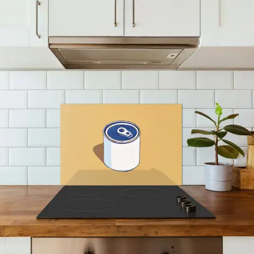 Blikje - Minimalistisch - Blauw - Illustratie keuken achterwand spatscherm klein -sfeer2