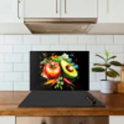 Tomaat - Avocado - Peper - Graffiti - Verf - Modern keuken achterwand spatscherm klein -sfeer2
