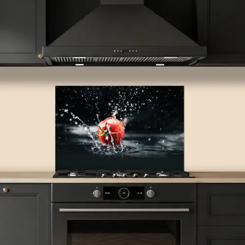 Tomaat - Groente - Stilleven - Water - Rood keuken achterwand spatscherm klein -sfeer1