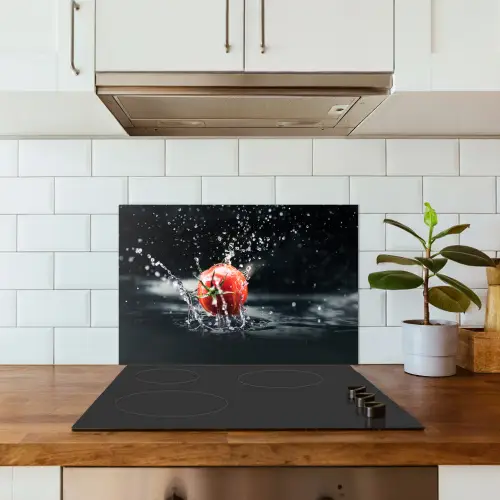 Tomaat - Groente - Stilleven - Water - Rood keuken achterwand spatscherm klein -sfeer2
