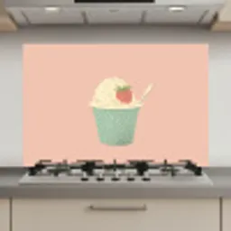 Bakje - Ijs - Aardbei - Roze keuken achterwand spatscherm klein -3d_website