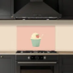 Bakje - Ijs - Aardbei - Roze keuken achterwand spatscherm klein -sfeer1