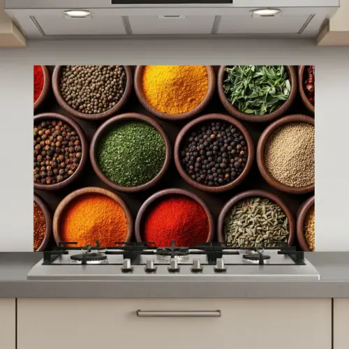 Bakjes - Hout - Kruiden - Kleurrijk keuken achterwand spatscherm klein -3d_website
