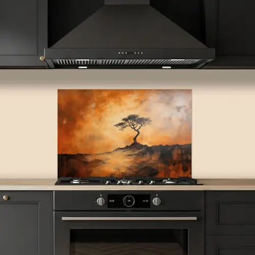 Boom - Landschap - Oranje keuken achterwand spatscherm klein -sfeer1