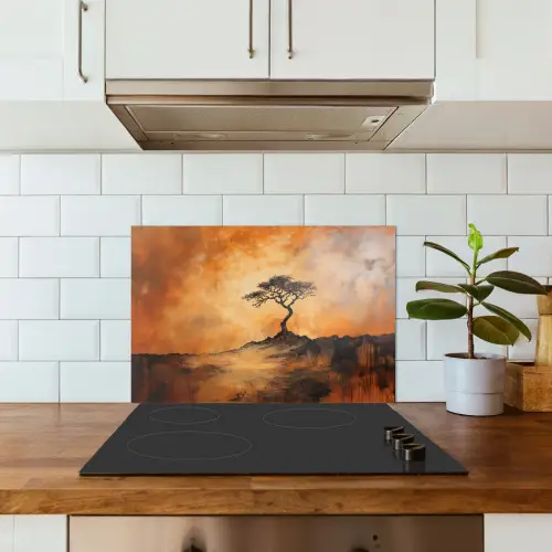 Boom - Landschap - Oranje keuken achterwand spatscherm klein -sfeer2
