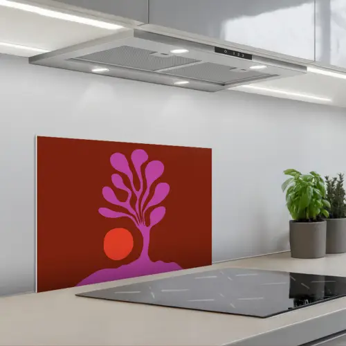 Boom - Paars - Cirkel - Vloeiend keuken achterwand spatscherm klein -3d_schuin
